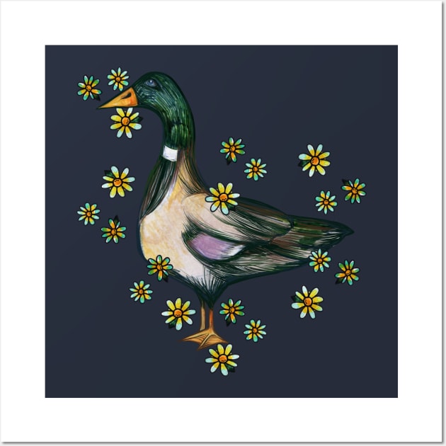 Mallard Daisy Duck Wall Art by bubbsnugg